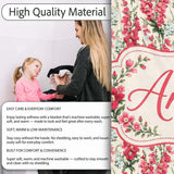 Classic Pink and Red Garden Flowers on Neutral Background Seamless  Personalised Custom Name Super Soft Fleece Blanket Bed Sofa Throw