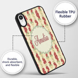 Vintage Red Floral Stems with Cream Blossoms Custom Name Protective Phone Case Mobile Cover Durable Everyday Smartphone Shock Resistant
