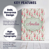 Personalised Name Soft Pink Floral Sprigs Custom  Unique Gift Idea Elegant Feature Canvas Wall Art Print Decor Picture Ready to Hang