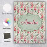 Personalised Name Soft Pink Floral Sprigs Custom  Unique Gift Idea Elegant Feature Canvas Wall Art Print Decor Picture Ready to Hang
