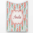 Painterly Red and White Floral Blooms on Teal Background Seamless  Personalised Custom Name Super Soft Fleece Blanket Bed Sofa Throw