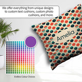 Custom Name Geometric Umbrella Pattern in and Teal Seamless Name Square Filled Cushion Throw Pillow Sofa Bed Home Decor Zip Washable UK Made