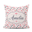 Custom Name Cute Pink and Black on Polka Dot Background Seamless Square Filled Cushion Throw Pillow Sofa Bed Home Decor Zip Washable UK Made