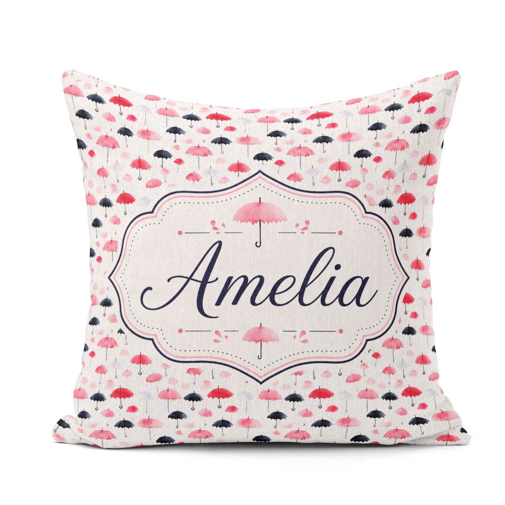 Custom Name Cute Pink and Black on Polka Dot Background Seamless Square Filled Cushion Throw Pillow Sofa Bed Home Decor Zip Washable UK Made