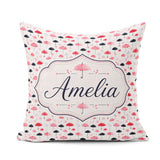 Custom Name Cute Pink and Black on Polka Dot Background Seamless Square Filled Cushion Throw Pillow Sofa Bed Home Decor Zip Washable UK Made