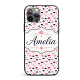 Cute Pink and Black Umbrellas on Printed Design Custom Name Protective Phone Case Mobile Cover Durable Everyday Smartphone Shock Resistant