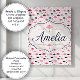 Personalised Name Cute Pink and Black Custom Modern Room Accent Creative Decorator Style Canvas Wall Art Print Decor Picture Ready to Hang