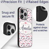Cute Pink and Black Umbrellas on Printed Design Custom Name Protective Phone Case Mobile Cover Durable Everyday Smartphone Shock Resistant