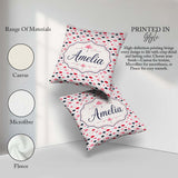 Custom Name Cute Pink and Black on Polka Dot Background Seamless Square Filled Cushion Throw Pillow Sofa Bed Home Decor Zip Washable UK Made