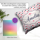 Custom Name Cute Pink and Black on Polka Dot Background Seamless Square Filled Cushion Throw Pillow Sofa Bed Home Decor Zip Washable UK Made