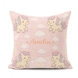 Custom Name Cute Pegasus Unicorn Cartoon Animal Pattern Decor Square Filled Cushion Throw Pillow Sofa Bed Home Decor Zip Washable UK Made