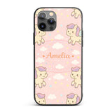 Cute Pegasus Unicorn Cartoon Decorative Design Custom Name Protective Phone Case Mobile Cover Durable Everyday Smartphone Shock Resistant