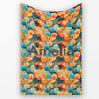 Colorful Overlapping Paper Umbrellas in Warm Orange and Teal  Personalised Custom Name Super Soft Fleece Blanket Bed Sofa Throw