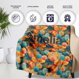 Colorful Overlapping Paper Umbrellas in Warm Orange and Teal  Personalised Custom Name Super Soft Fleece Blanket Bed Sofa Throw