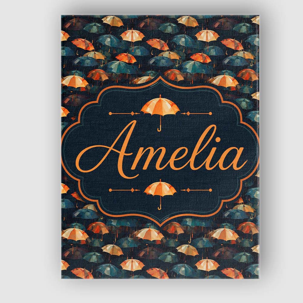 Personalised Name Moody Dark Umbrella Crowd Custom  Bespoke Interior Contemporary Canvas Wall Art Print Decor Picture Ready to Hang