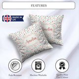 Custom Name Delicate Mini Umbrellas on Light Background Seamless Square Filled Cushion Throw Pillow Sofa Bed Home Decor Zip Washable UK Made