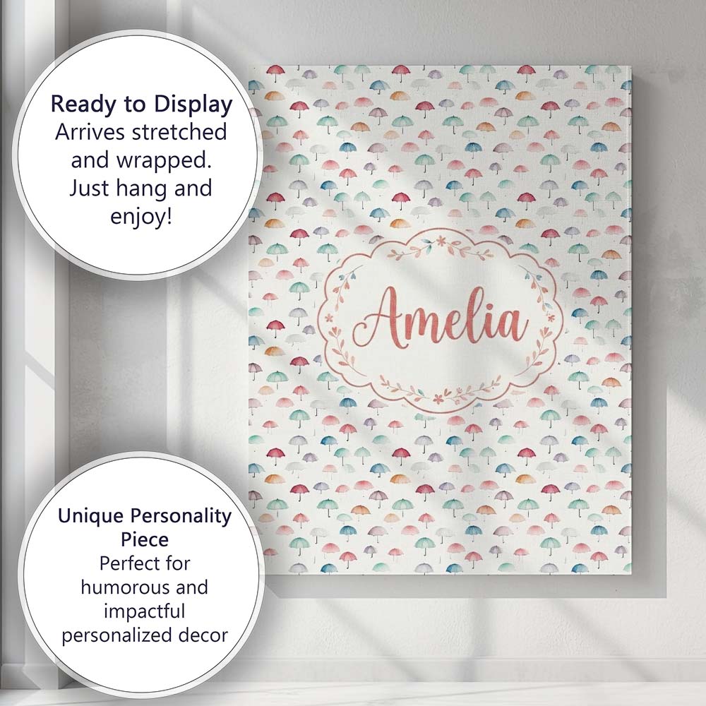 Personalised Name Delicate Pastel Mini Custom  Modern Room Accent Elegant Feature Canvas Wall Art Print Decor Picture Ready to Hang