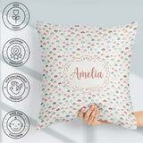 Custom Name Delicate Mini Umbrellas on Light Background Seamless Square Filled Cushion Throw Pillow Sofa Bed Home Decor Zip Washable UK Made