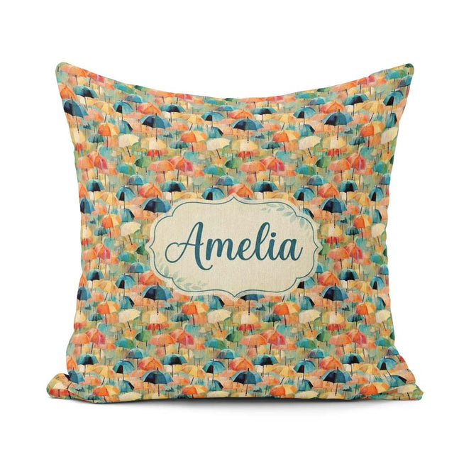 Custom Name Painterly Umbrella with Soft Blended Colors Seamless Square Filled Cushion Throw Pillow Sofa Bed Home Decor Zip Washable UK Made