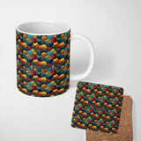 Personalized Custom Name Vibrant Multicolor Umbrella Cluster with Deep Tones Seamless 11oz Ceramic Coffee Tea Mug White Large Handle