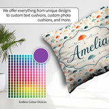 Custom Name Minimal Umbrella Pattern in Soft Neutral Teal Shades Square Filled Cushion Throw Pillow Sofa Bed Home Decor Zip Washable UK Made