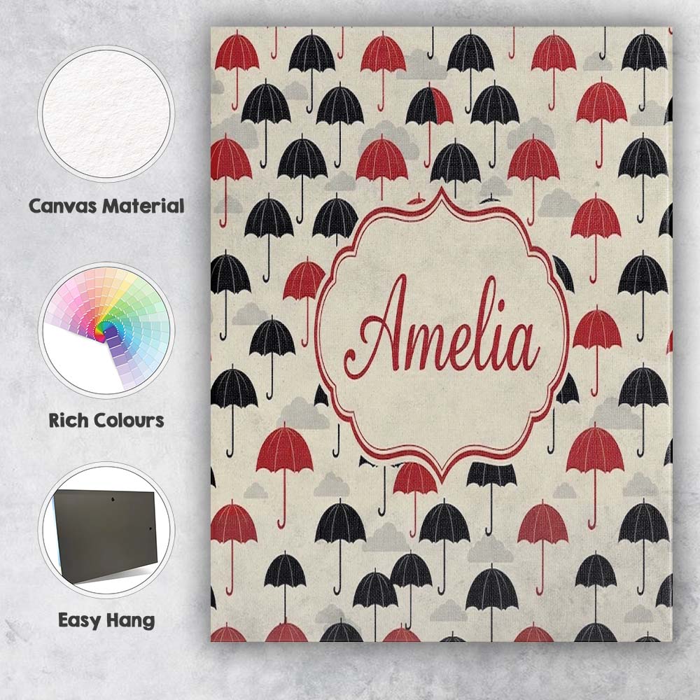 Personalised Name Bold Black and Red Custom Premium Decorative Design Modern Room Accent Canvas Wall Art Print Decor Picture Ready to Hang
