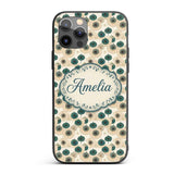 Vintage Paper Parasol Circles in Teal and Beige Custom Name Protective Phone Case Mobile Cover Durable Everyday Smartphone Shock Resistant