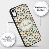 Vintage Paper Parasol Circles in Teal and Beige Custom Name Protective Phone Case Mobile Cover Durable Everyday Smartphone Shock Resistant