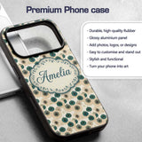 Vintage Paper Parasol Circles in Teal and Beige Custom Name Protective Phone Case Mobile Cover Durable Everyday Smartphone Shock Resistant