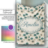 Vintage Paper Parasol Circles in Teal and Beige Seamless Pattern  Personalised Custom Name Super Soft Fleece Blanket Bed Sofa Throw
