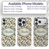Vintage Paper Parasol Circles in Teal and Beige Custom Name Protective Phone Case Mobile Cover Durable Everyday Smartphone Shock Resistant