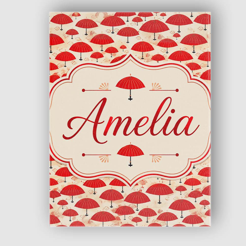 Personalised Name Traditional Red Asian Custom  Modern Room Accent Elegant Feature Canvas Wall Art Print Decor Picture Ready to Hang