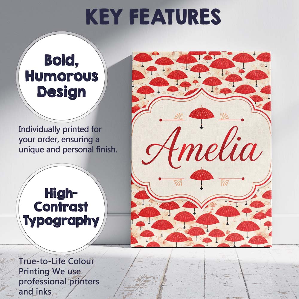 Personalised Name Traditional Red Asian Custom  Modern Room Accent Elegant Feature Canvas Wall Art Print Decor Picture Ready to Hang