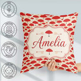 Custom Name Traditional Red Asian Parasols with Motifs Seamless Square Filled Cushion Throw Pillow Sofa Bed Home Decor Zip Washable UK Made