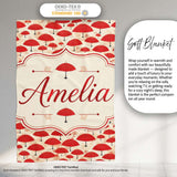 Traditional Red Asian Parasols with Decorative Motifs Seamless  Personalised Custom Name Super Soft Fleece Blanket Bed Sofa Throw