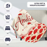 Traditional Red Asian Parasols with Decorative Motifs Seamless  Personalised Custom Name Super Soft Fleece Blanket Bed Sofa Throw
