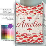 Traditional Red Asian Parasols with Decorative Motifs Seamless  Personalised Custom Name Super Soft Fleece Blanket Bed Sofa Throw