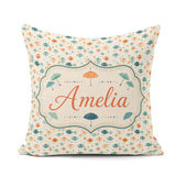Custom Name Watercolor Style Umbrellas with Soft Pastel Splashes Square Filled Cushion Throw Pillow Sofa Bed Home Decor Zip Washable UK Made