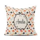 Custom Name Umbrellas with Raindrops and Dots Seamless Name Cute Square Filled Cushion Throw Pillow Sofa Bed Home Decor Zip Washable UK Made