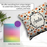 Custom Name Umbrellas with Raindrops and Dots Seamless Name Cute Square Filled Cushion Throw Pillow Sofa Bed Home Decor Zip Washable UK Made
