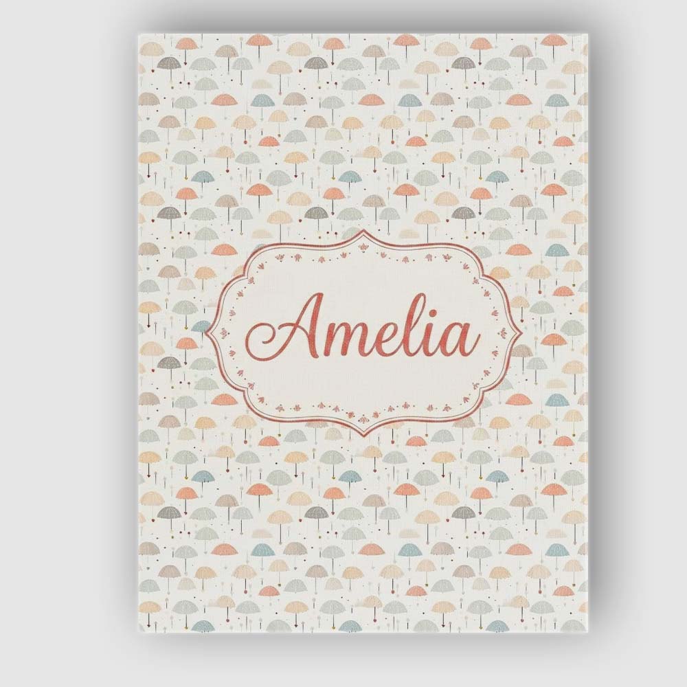 Personalised Name Soft Pastel Umbrellas Custom  Modern Room Accent Elegant Feature Canvas Wall Art Print Decor Picture Ready to Hang