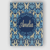 Personalised Name Dark Navy Floral with Custom  Modern Room Accent Elegant Feature Canvas Wall Art Print Decor Picture Ready to Hang