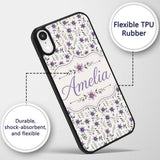 Soft Lilac and Yellow Wildflowers Printed Design Custom Name Protective Phone Case Mobile Cover Durable Everyday Smartphone Shock Resistant