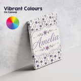 Personalised Name Soft Lilac and Yellow Custom  Modern Room Accent Elegant Feature Canvas Wall Art Print Decor Picture Ready to Hang