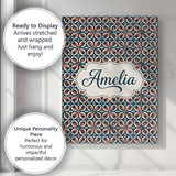 Personalised Name Geometric Floral Tile in Custom  Unique Gift Idea Elegant Feature Canvas Wall Art Print Decor Picture Ready to Hang