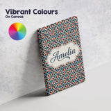 Personalised Name Geometric Floral Tile in Custom  Unique Gift Idea Elegant Feature Canvas Wall Art Print Decor Picture Ready to Hang