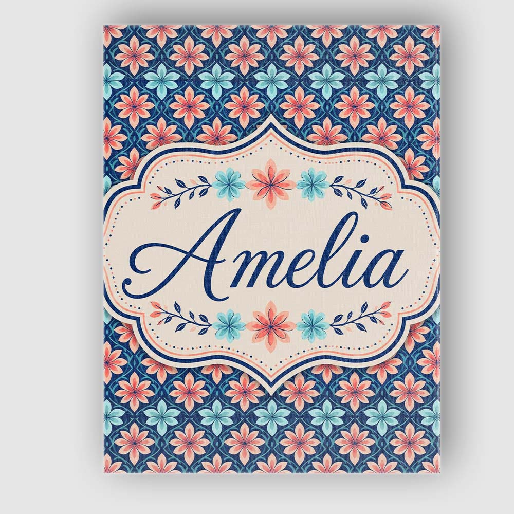 Personalised Name Stylish Peach and Teal Custom  Unique Gift Idea Elegant Feature Canvas Wall Art Print Decor Picture Ready to Hang