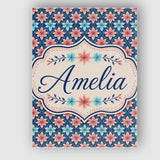 Personalised Name Stylish Peach and Teal Custom  Unique Gift Idea Elegant Feature Canvas Wall Art Print Decor Picture Ready to Hang