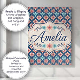 Personalised Name Stylish Peach and Teal Custom  Unique Gift Idea Elegant Feature Canvas Wall Art Print Decor Picture Ready to Hang