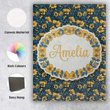Personalised Name Golden Yellow Flowers on Custom  Unique Gift Idea Elegant Feature Canvas Wall Art Print Decor Picture Ready to Hang